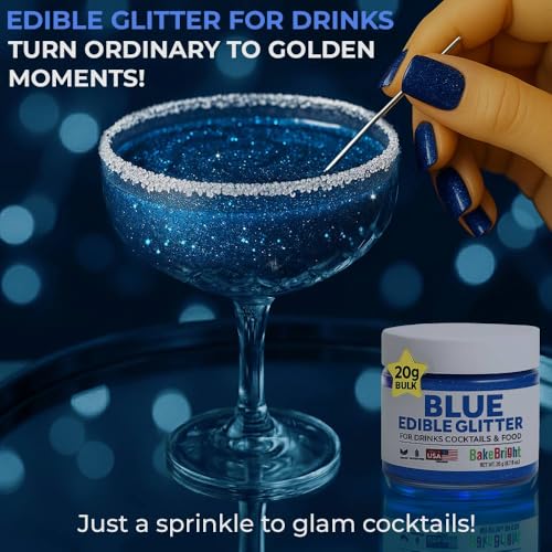 Bulk (20g) Navy Blue Edible Glitter for Drinks Edible Glitter for Cakes, Drink Glitters, Shimmering Navy Blue Glitters Cake Decorations Shimmer for Strawberries, Cocktail Drinks
