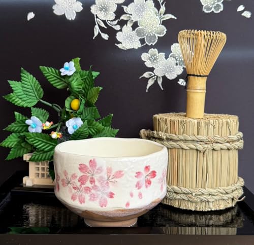 Japanese Traditional Mino Ware Handcrafted Mini Matcha Chawan Tea Bowl Cup Set With Chasen Bamboo Tea Whisk Ceremony Tableware Pottery