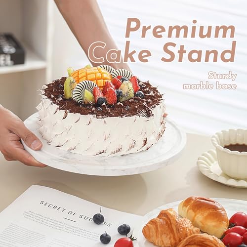 Marble Cake Stand with Acrylic Dome Lid