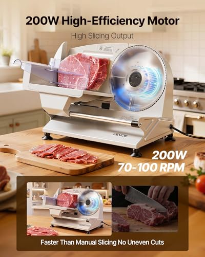 Meat Slicer 7.5" Electric Deli Slicer with 2 SUS420 Blades