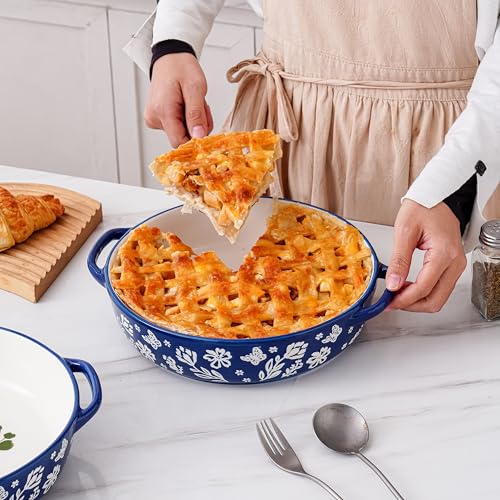 Pie Pan Ceramic Pie Dish 9.8 Inches Pie Plate Porcelain Deep Dish Pie Pan Non