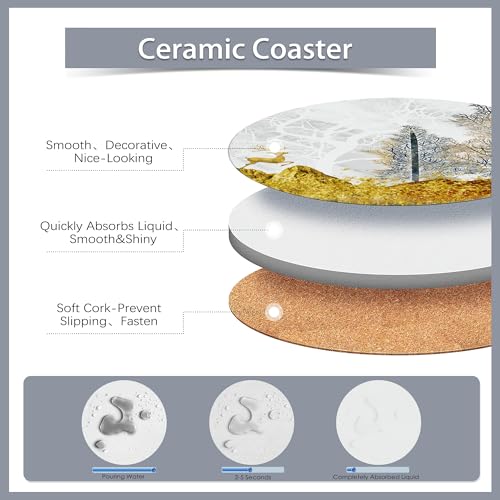 Drink Coasters Set of 6 with Holder
