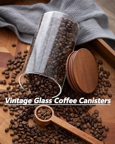 37 oz Coffee Canister with Scoop and Wooden Lids