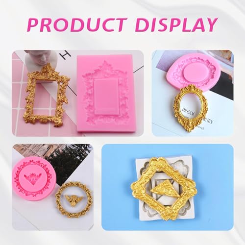 4 Pcs Baroque Style Photo Frame Silicone Molds (4 Count)