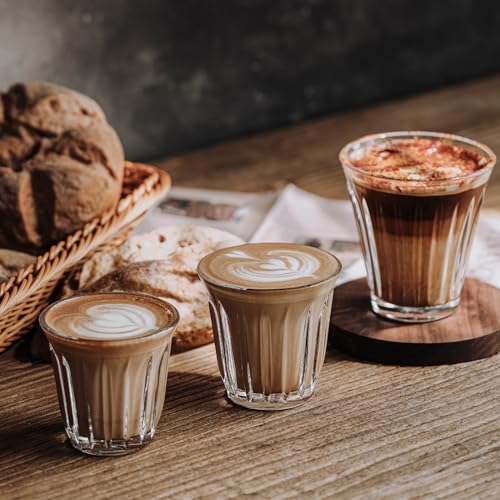 Espresso Coffee Glasses Set of 6 Drinking Glasses 8.1OZ Latte Glasses for Beverage (6 Count)
