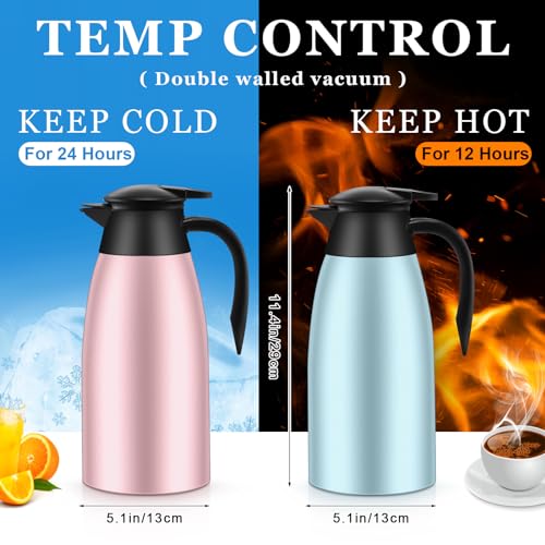2 Pcs Thermal Coffee Carafe Insulated Stainless Steel Coffee Carafe for Hot Liquid Vacuum Thermal Pot Creamer Pitcher Dispenser with Brushes Keeping Hot Water Milk