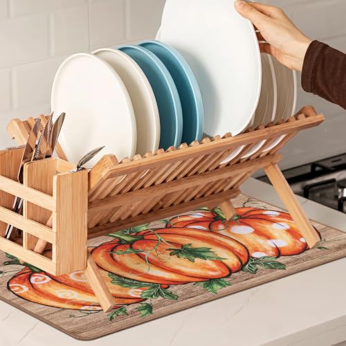 Fall Dish Drying Mat 2 Pack 12x19 Inch (2 Count)