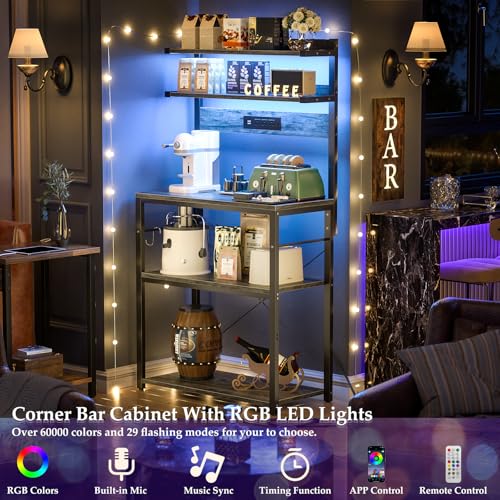 Bakers Rack with Power Outlet & RGB LED