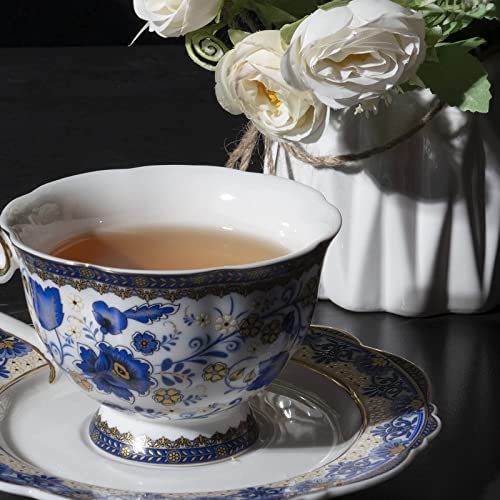 Bone China Tea Cups and Saucers (6.7 Count)