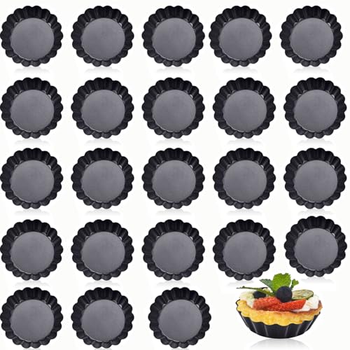 24Packs Mini Tart Pans 3 Inch with Removable Botttom