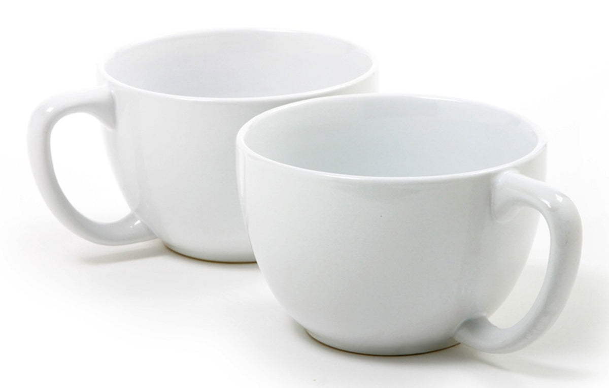 Set of 2 jumbo white porcelain mugs