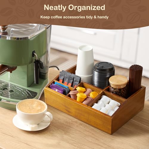 Acacia Wood Coffee Station Organizer for Countertop