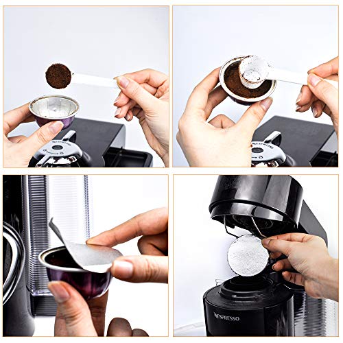 Aluminum Foils Lids to Reuse Vertuoline Capsules Coffee Pods Compatible with Nespresso VertuoLine Machine 64mm (200 Count)