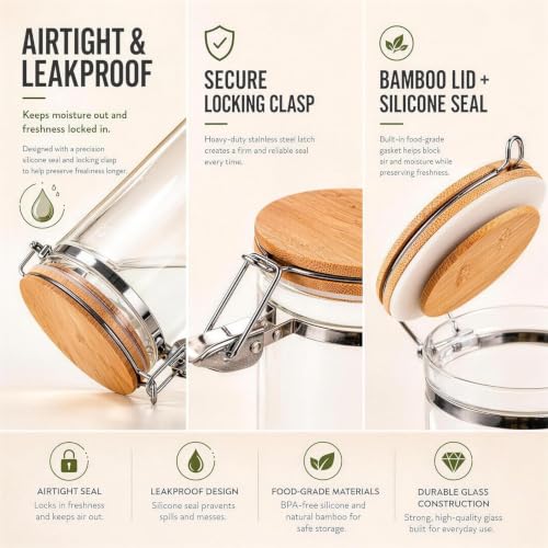 Glass Protein Powder Container Set (5 Count)