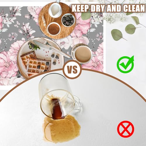 Pink Flowers and Leaves Coffee Mat Absorbent Dish Drying Mat for Kitchen Counter Hide Stain Rubber Backed Coffee Bar Accessories Fit Under Espresso Machine Dish Drainer