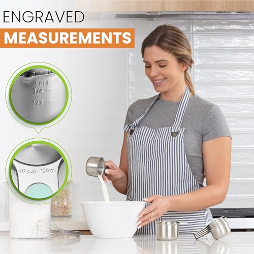 Magnetic Stainless Steel Measuring Cups Set of 7 Patented (7 Count)
