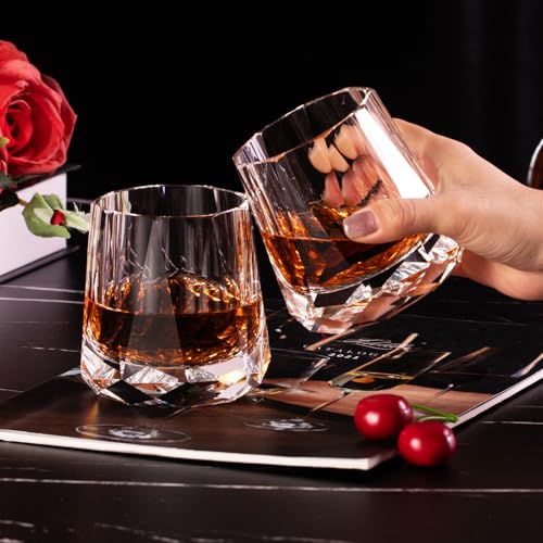 Crystal Whiskey Glasses Set of 2 Handcrafted Old Fashioned Glasses