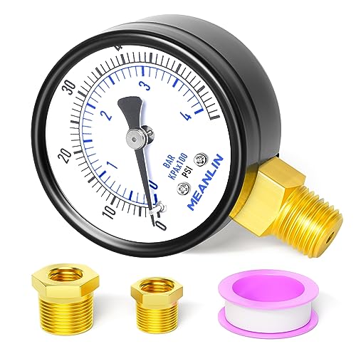 1/4" NPT 0-60Psi 2" Dial Face Well Pump Pressure Gauge, Lower Mount, Suitable for Water, Oil, Air Pressure Testing