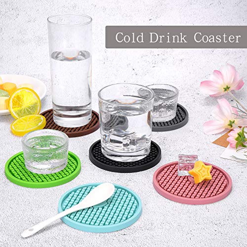 Silicone Coasters [6 Pack] Thickened Drink Coasters with Holder (6 Count)