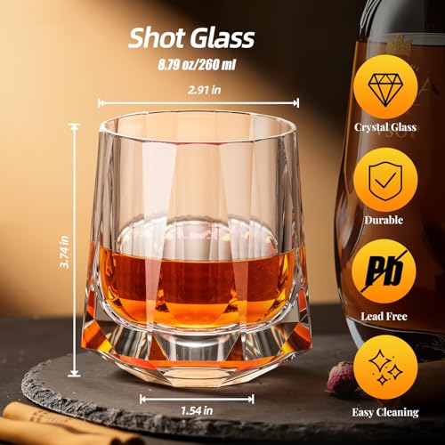 Crystal Whiskey Glasses Set of 2 Hand Blown Old Fashioned Glasses (2 Count)