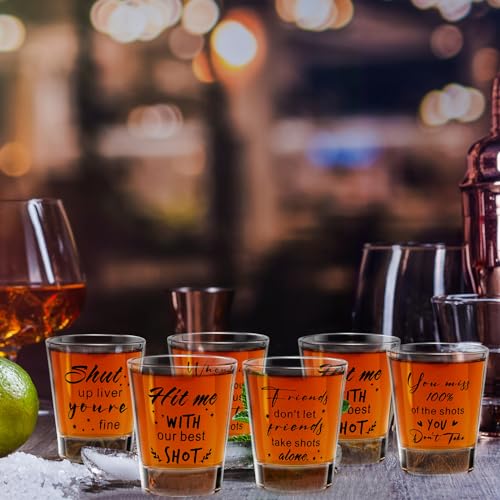 24 Pieces Funny Friends Shot Glasses Funny Friends Shot Glasses Clear Glass Cups with Heavy Base for Adult Small Glass Shot Cups 1.75 oz Shot Glass for Best Friend (24 Count)