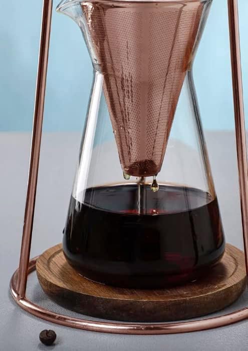 Modern Iced Coffee Cold Brew Coffee Maker Slow Drip Coffee Machine Stainless Steal Copper Color 400mL Borosilicate Glass