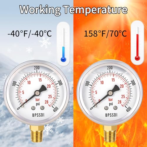 0 400 Psi Glycerin Liquid Filled Pressure Gauge
