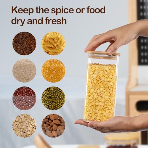 50oz/1.6Qt/1500ml Square Glass Storage Containers with Lids 3-Pack (3 Count)