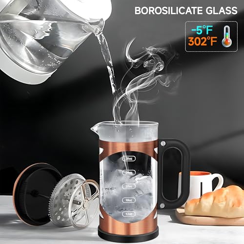 34 Ounce French Press Coffee Maker Copper Stainless Steel Coffee Press