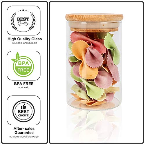 15 Pack 8 oz Glass Jars With Bamboo Lids for Kitchen (15 Count)