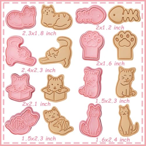 8 pcs Cat Cookie Cutters Set (8 Count)