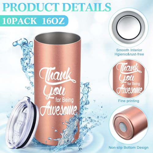 12 Sets Thank You Gifts Tumbler 16 Oz with Lid Straw