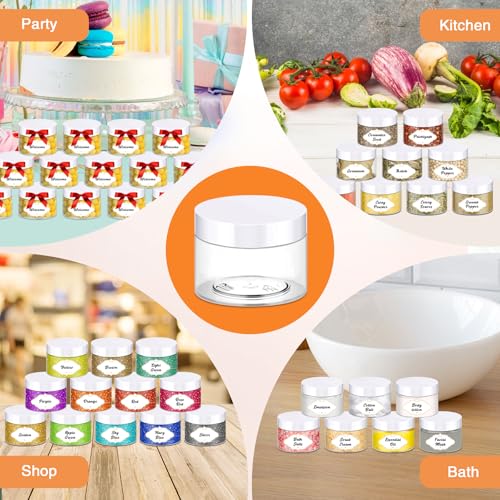 4 OZ Plastic Jars with Lids (72 Count)