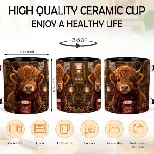 Cozy Christmas Highland Cow Coffee Mug