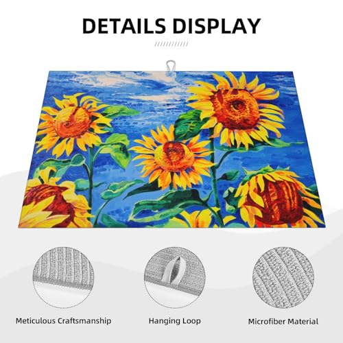Sunflowers Large Dish Drying Mats For Kitchen Counter
