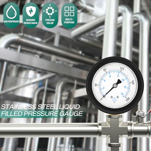 0 100PSI Stainless Steel Liquid Filled Pressure Gauge