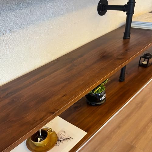 70 Inch Industrial Pipe Wall Shelves Pipe Shelving with Real Wood Plank (4 Count)