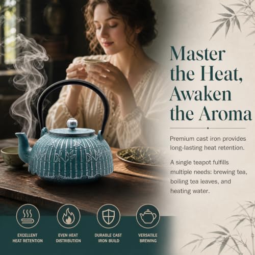 40.6oz Cast Iron Tea Kettle for Stove