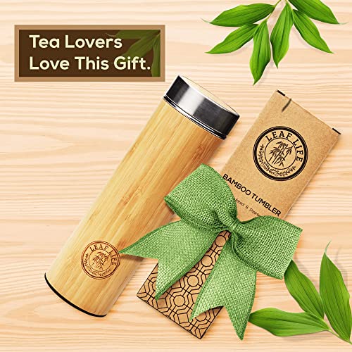 Premium Bamboo Tea Tumbler with Infuser for Loose Leaf Tea