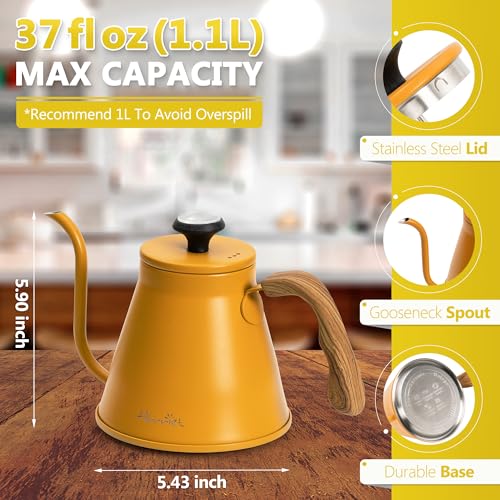 Gooseneck Kettle with Thermometer for Pour Over Coffee and Tea