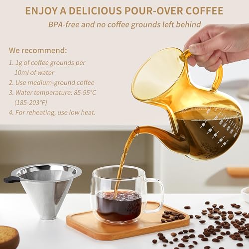 Pour Over Coffee Maker with Double Stainless Filter 27 fl oz (27 Ounce)