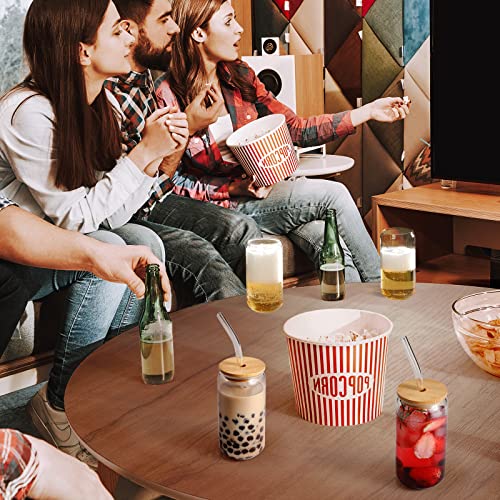 Drinking Glasses with Bamboo Lids and Glass Straw 4pcs Set (4 Count)