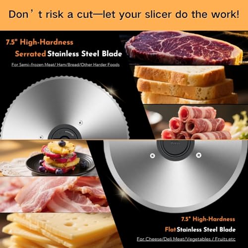 Meat Slicer Electric Meat Cutter with 2 Removable 7.5" Blades