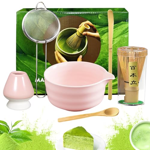 Matcha Set 6 Pcs Matcha Whisk Set with 20 oz Bowl