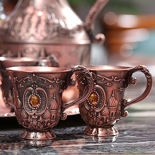 Turkish Tea Coffee Cup and Pot Set Including Teapot