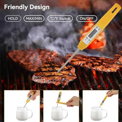 Digital Food Thermometer Automatic Calibration Pen High Accuracy Electronic Pocket Thermometer Yellow Home and Family Appliance and Decor
