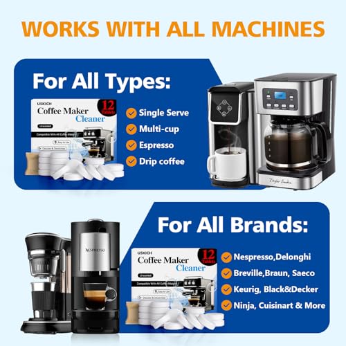 Coffee Machine Cleaner Descaler Tablets 12 Pack (12 Count)