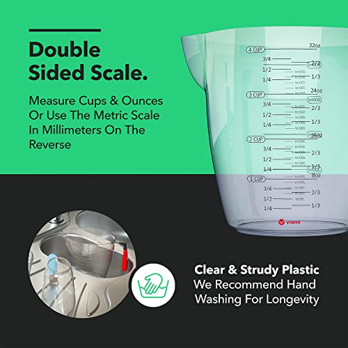 3 Piece Plastic Measuring Cups Set BPA Free Stackable Measuring Cups