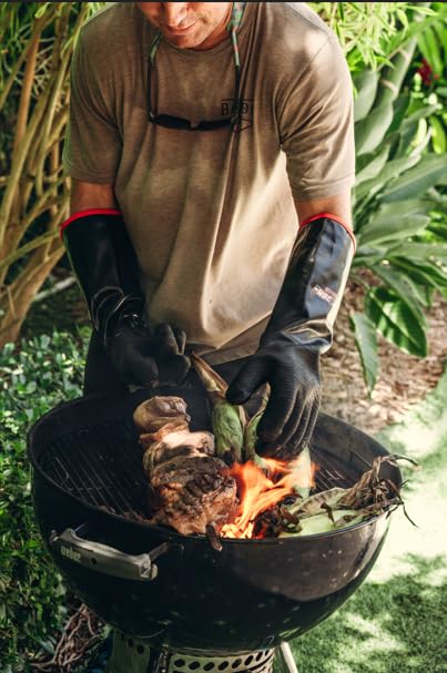 Freedom BBQ Gloves 932°F Heat Rated Magnetic EZ On Off Safety Clips Waterproof for Grills Smokers Fryers Ovens