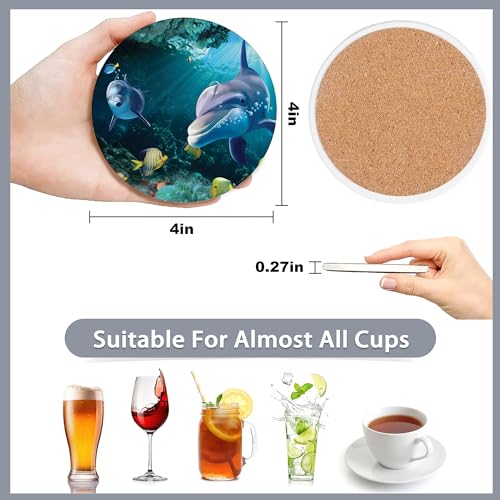6 Pcs Coasters for Drinks with Holder